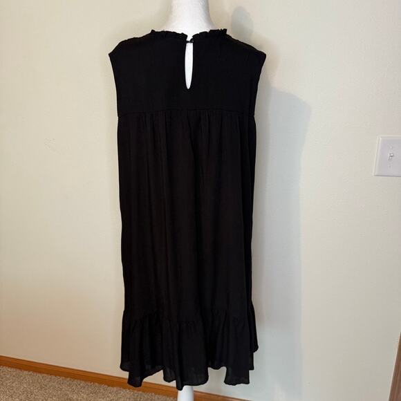 Davi & Dani 2X Black Boho Dress NWT Lace Yoke Sleeveless Ruffle Hem - Picture 5 of 8